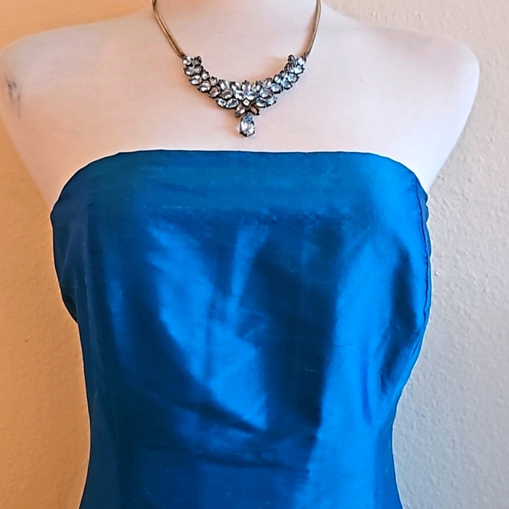 Saeyoung Vu couture Turquoise blue silk strapless  dress 👗 - Picture 3 of 6